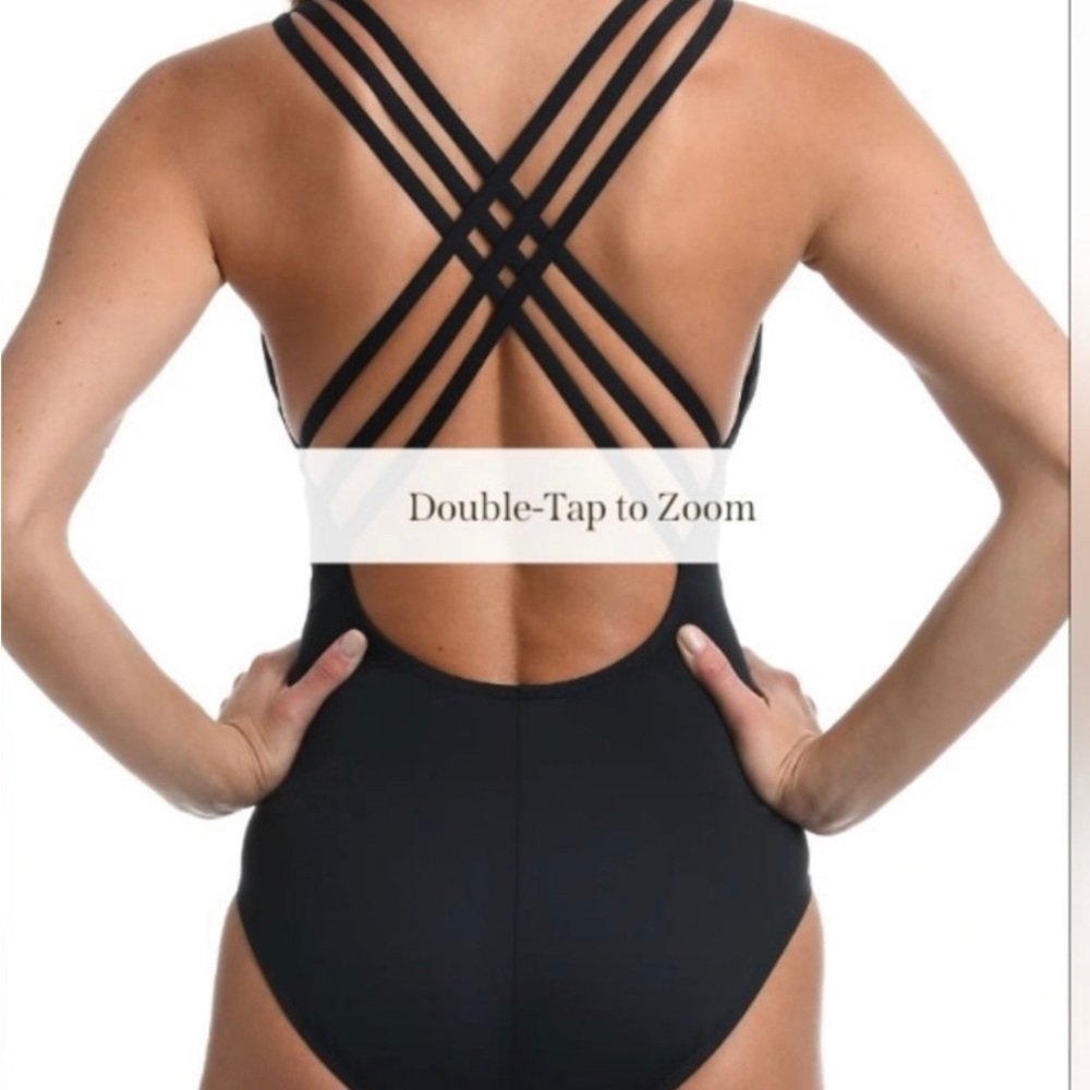 La Blanca island goddess black strappy one piece size 8